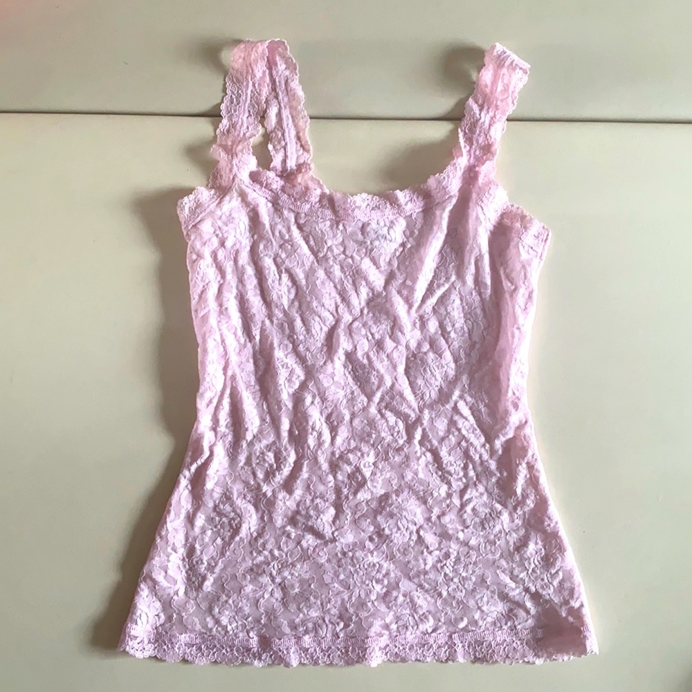 Hanky Panky pink cami tank lace small